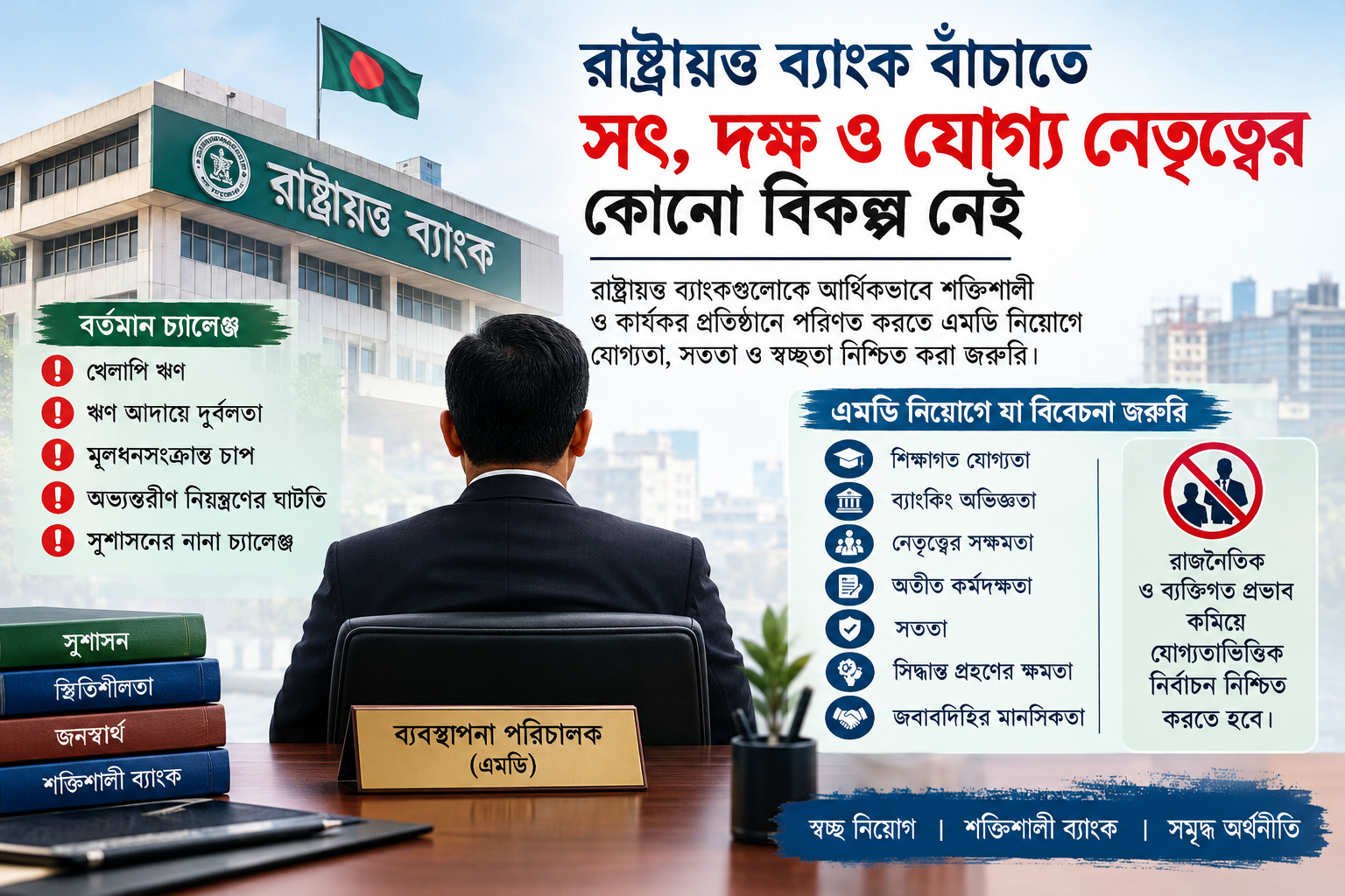 ব্যাংক বাঁচাতে সৎ, দক্ষ ও যোগ্য নেতৃত্বের বিকল্প নেই
